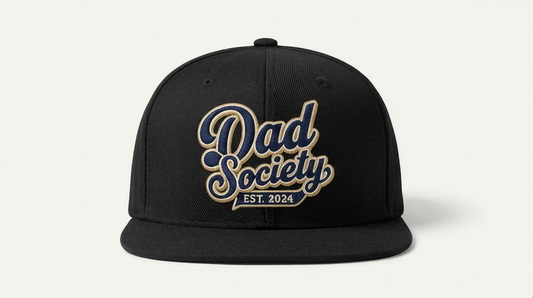 Embroidered Snapback Cap – Black