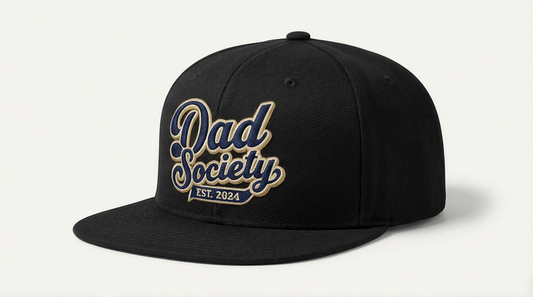 Embroidered Snapback Cap – Black
